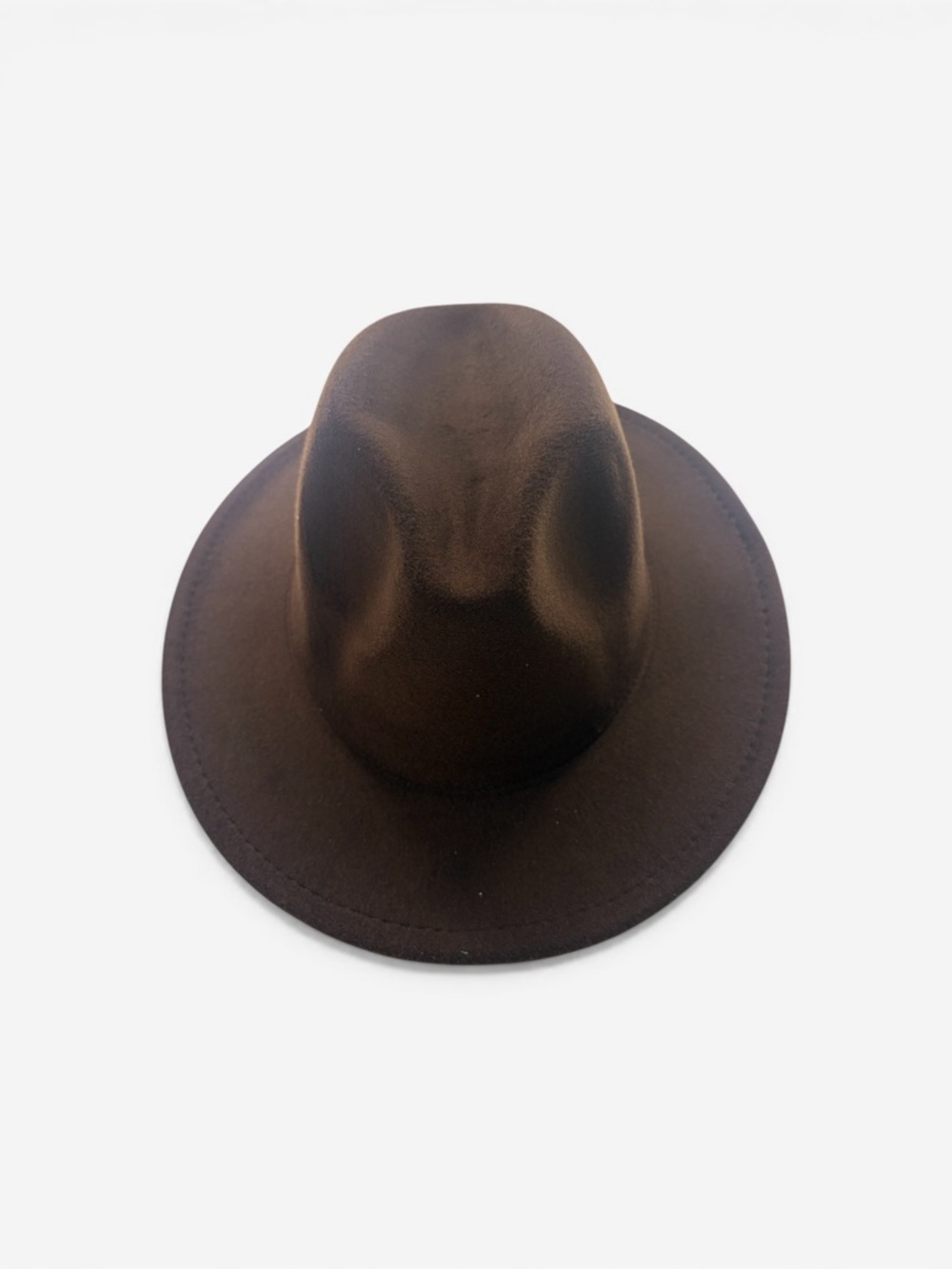 Brown Wide-Brimmed Felt Fedora,  Mountain,  Stage Big Brim , Panama hat - Picture 5 of 7